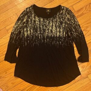 JM Collection Black and Gold Sparkle Blouse